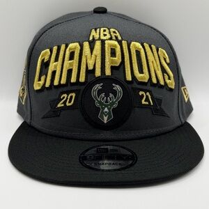 Milwaukee Bucks 2021 NBA Champions New Era 9FIFTY Gray Black Snapback Hat OSFM